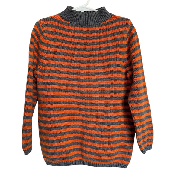 Mini Boden Kid's Cotton Knit Striped Orange and Gray Sweater Size 5-6Y - Picture 1 of 7